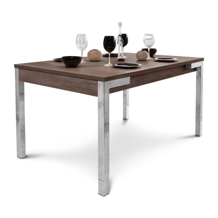 Mesa Comedor Moderna Capri Fija Patas Cromadas Terrarum 1.40m