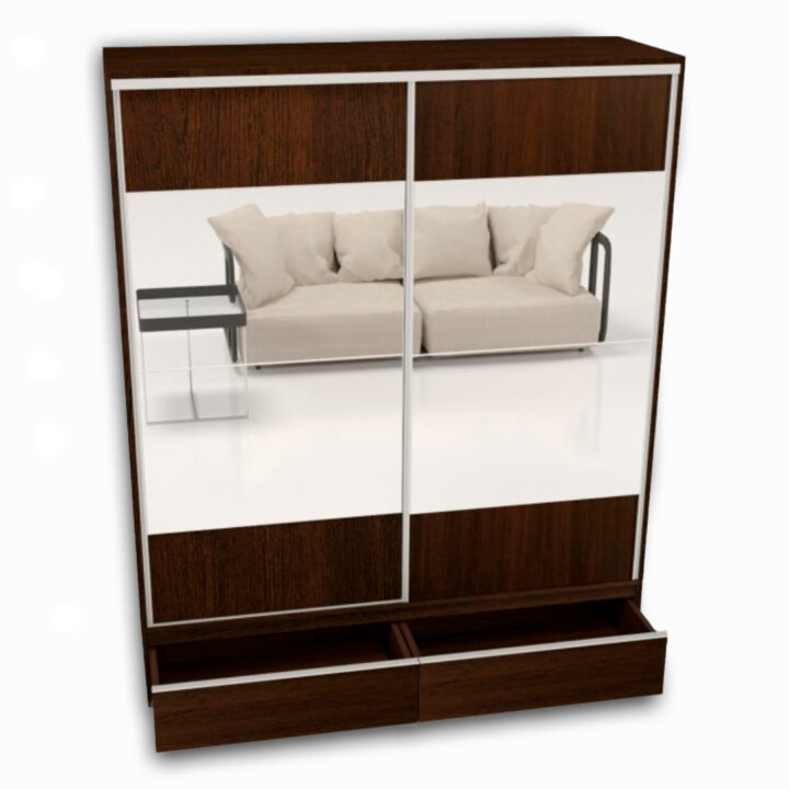 Placard Ropero Moderno Ragazzo 2 Puertas Corredizas Espejo Wengue 1.80m