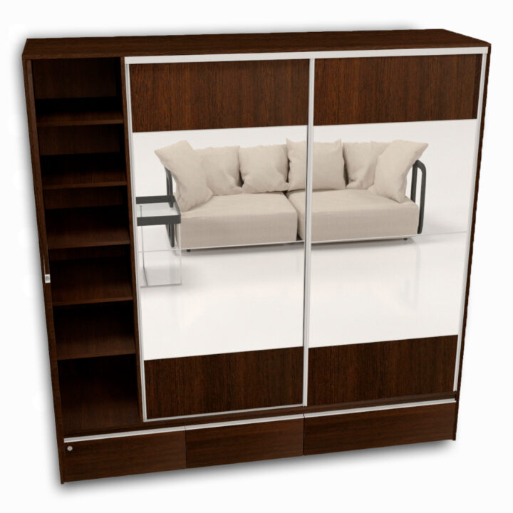 Placard Ropero Moderno Ragazzo 2 Puertas Corredizas Espejo Wengue 2.20m