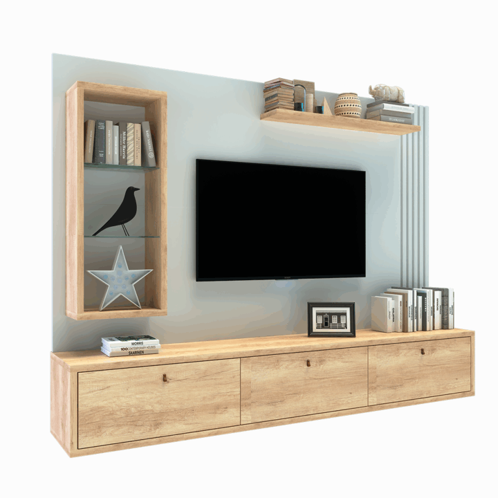 Centro Entretenimiento Modular Rack Home Suspenso Rod Flotante 2m